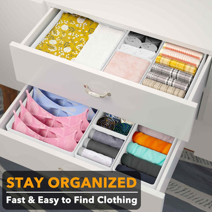 SpaceAid Drawer Organizer for Clothes, 18 Pack Dresser Drawer Organizer Bins, Closet Organizers and Storage Dividers for Clothing, Underwears, Socks (Beige)