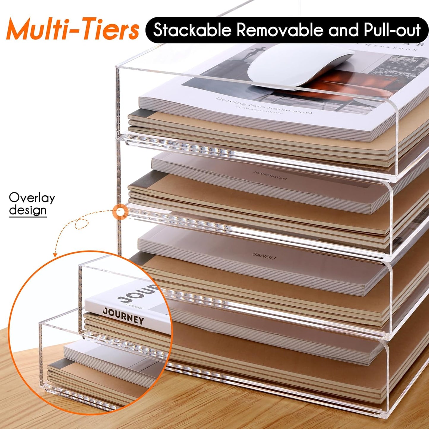 HeZone Paper Organizer Letter Tray, Clear Acrylic Paper Tray, School Teacher Office Supplies Organization, Stackable Desk File Organizer, Classroom Decor and Accessories-2 Pack…