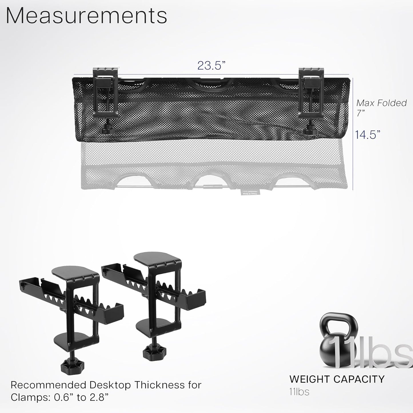 VIVO No Drill Clamp-on 36 inch Mesh Net Under Desk Cable Management Wire Organizer, Adjustable Home Office Standing Desk Cord Storage Sleeve, Black, DESK-AC36MH