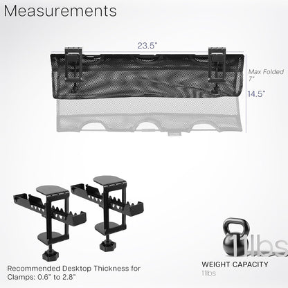 VIVO No Drill Clamp-on 36 inch Mesh Net Under Desk Cable Management Wire Organizer, Adjustable Home Office Standing Desk Cord Storage Sleeve, Black, DESK-AC36MH