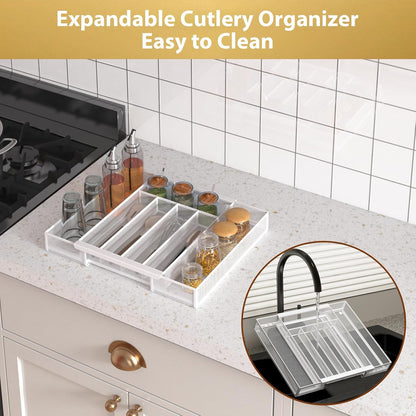 Sedegn Silverware Organizer Metal Mesh, Small Drawer Organizer, Utensil Cutlery Tray for kitchen drawers, Flatware Organizer with 5 Compartment, Black(9.3"*12.6")