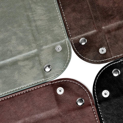 Oirlv Premium Leather Valet Tray for Men Jewelry Organizer, Desktop Storage,Key Wallets Cell Phones Catchall Tray Nightstand or Dresser Organizer Plate (Black)