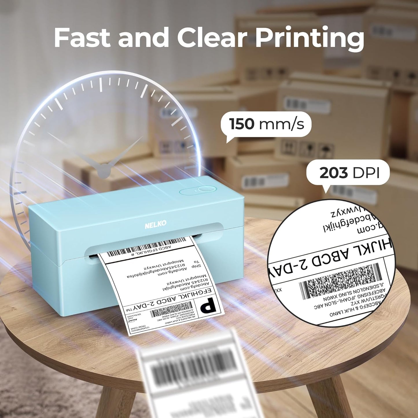 Nelko Bluetooth Thermal Shipping Label Printer, Wireless 4x6 Shipping Label Printer for Shipping Packages, Support Android, iPhone and Windows, Widely Used for Amazon, Shopify (Black)