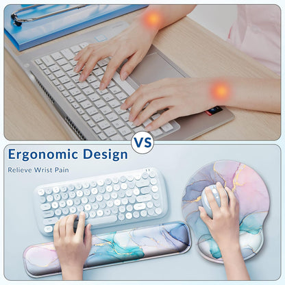 Desk Mat Set + Keyboard and Mouse Pad with Wrist Rest Support,4-in-1 Large Mousepad Computer Mats for Desktop Home & Office-Purple Butterflies