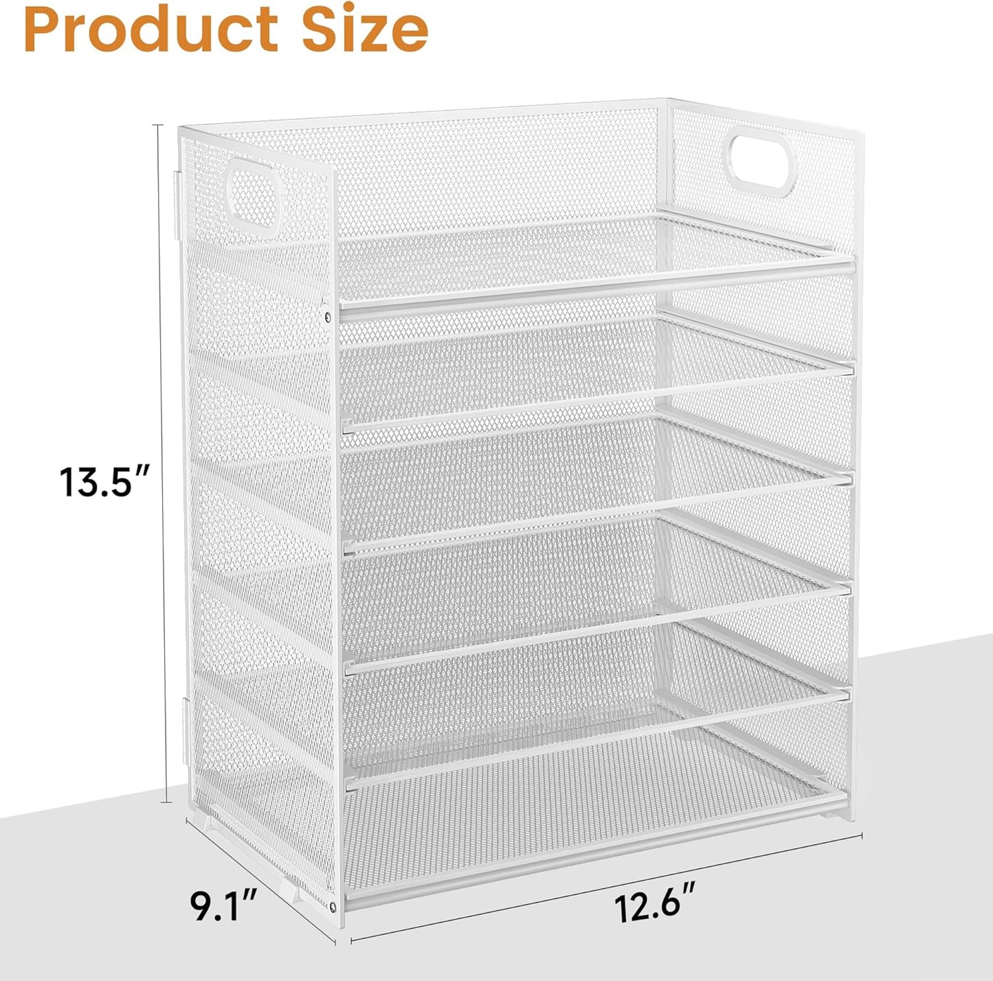 Subekyu 6 Tier Office File Paper Desk Tray Organizer with Handle, Stackable Slide Mesh Letter Tray Folder Blue Desk Organizer, Desktop Document Sorter for Classroom, Office, Home Supplies Storage