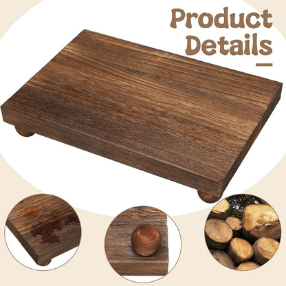 Amyhill Wood Pedestal Stand Kitchen Soap Tray Farmhouse Wooden Riser Stand for Kitchen Bathroom Counter Table Decor Plant Candle Vases Display(Classic,Black,9 x 6 Inch)