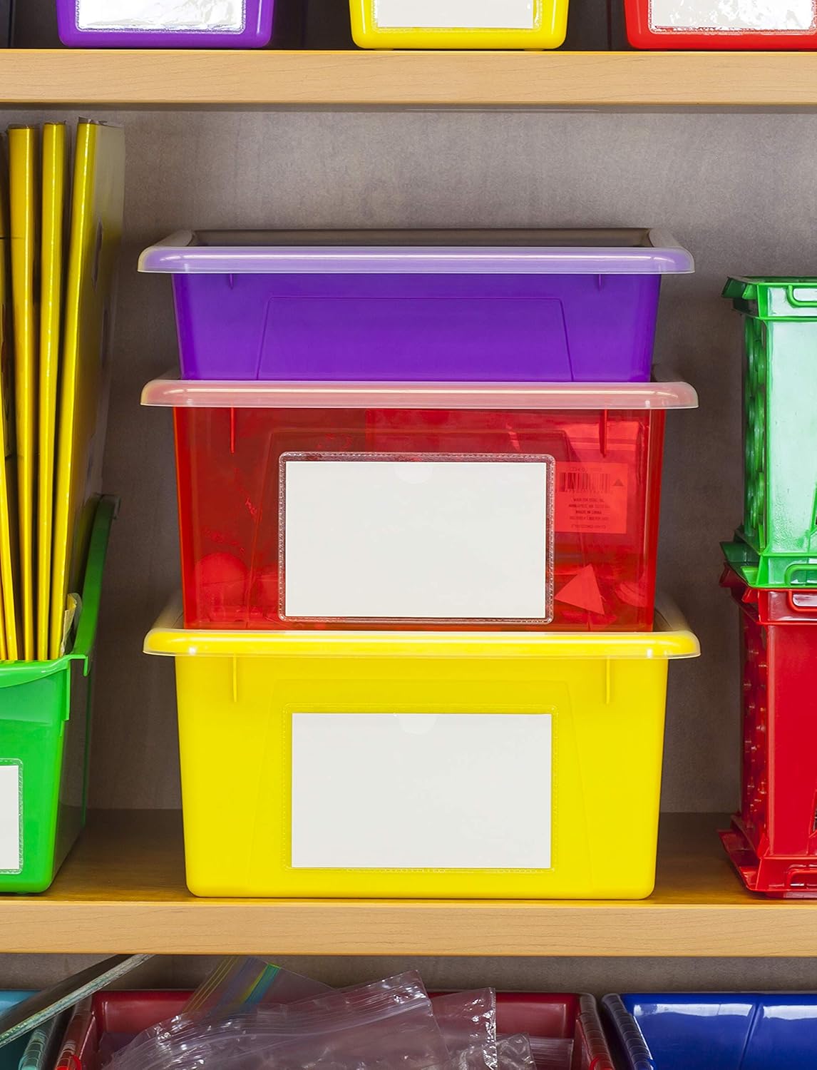 Storex Letter Size Flat Storage Tray – Organizer Bin for Classroom, Office and Home, Clear, 5-Pack (62531A05C), 10 x 13 x 3 Inches