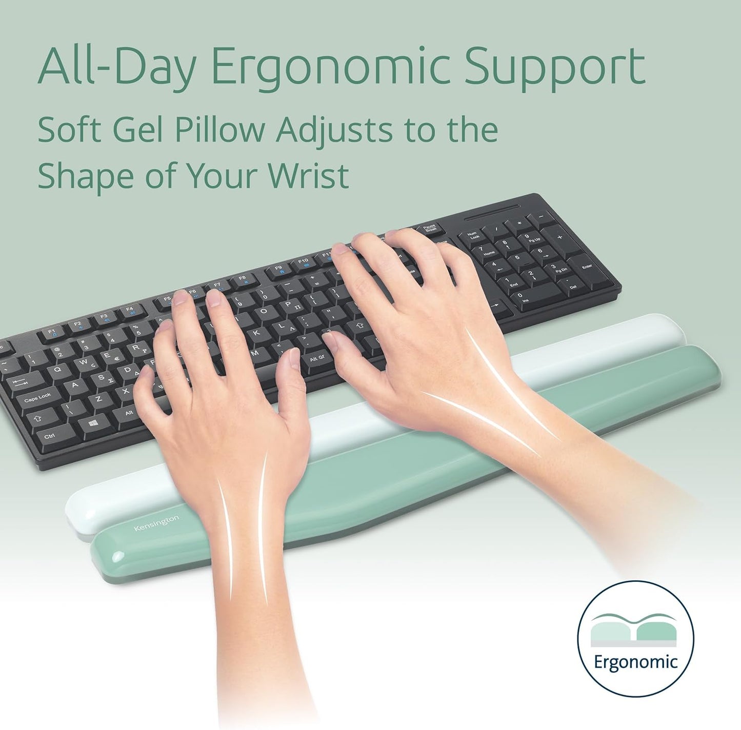 Kensington Duo Gel Loop Wrist Rest for Keyboard, Wrist Pad for Full Size Keyboard, Ergonomic Wrist Pad, Non-Skid Computer Pad with Wrist Support, Pink K62679WW, 17.7" x 3.7"x 0.9”