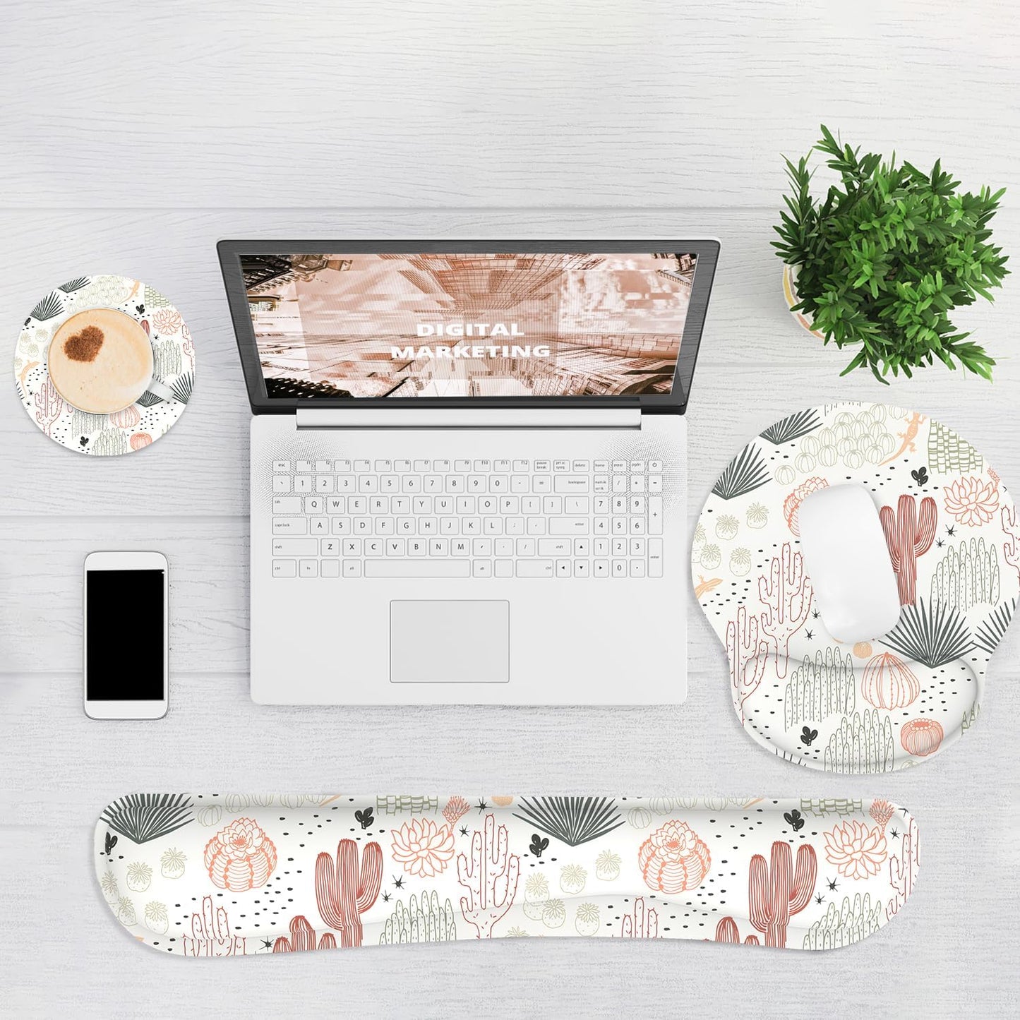Ergonomic Mouse Pad with Wrist Rest and Keyboard Wrist Rest, Memory Foam Wrist Rest for Computer Keyboard, Easy Typing, Pain Relief, Mouse Pad Wrist Support for Gaming,Office, Laptop, Black Flower