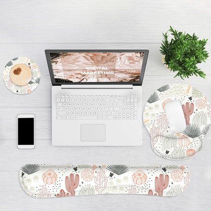Ergonomic Mouse Pad with Wrist Rest and Keyboard Wrist Rest, Memory Foam Wrist Rest for Computer Keyboard, Easy Typing, Pain Relief, Mouse Pad Wrist Support for Gaming,Office, Laptop, Black Flower