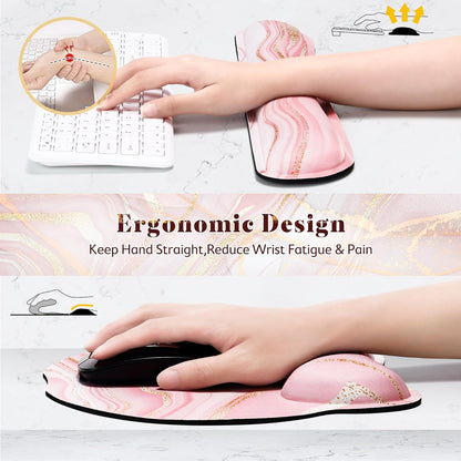Gimars Upgrade Enlarge Superfine Fibre Soft Smooth Gel Ergonomic Mouse Pad Wrist Support and Keyboard Wrist Rest for Computer, Laptop, Mac, Gaming and Office, Durable, Comfortable and Pain Relief