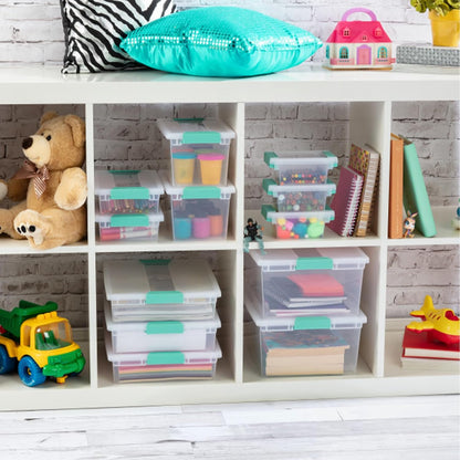 Sterilite 12-Pack Clip Box, Stackable Clear Plastic Bins with Latching Lids, Large - Writing, Arts or Crafts Supplies Storage Containers for Home, Office, Classroom and Workshop Organization