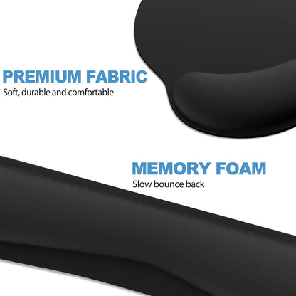 Ergonomic Mouse Pad with Wrist Rest and Keyboard Wrist Rest, Memory Foam Wrist Rest for Computer Keyboard, Easy Typing, Pain Relief, Mouse Pad Wrist Support for Gaming,Office, Laptop, Black Flower
