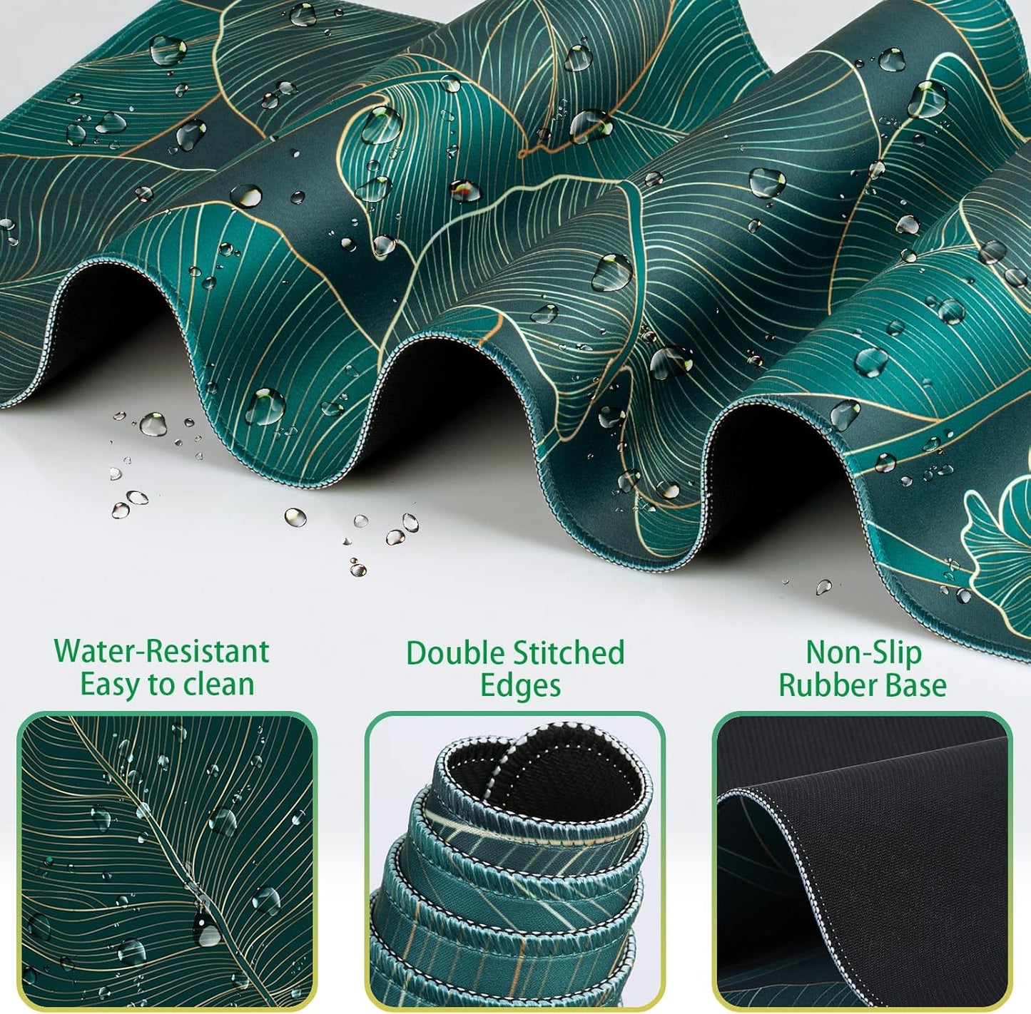 Desk Mat, Large Gaming Mouse Pad with Wrist Rest, 4in1 XXL Mousepad+Keyboard Wrist Rest+Mouse Pad Wrist Support+Cup Coaster Set Ergonomic Floral Computer Desk Arm Wrist for Decor Home Office Women