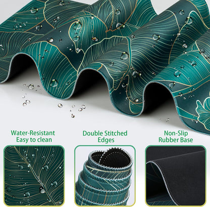 Desk Mat, Large Gaming Mouse Pad with Wrist Rest, 4in1 XXL Mousepad+Keyboard Wrist Rest+Mouse Pad Wrist Support+Cup Coaster Set Ergonomic Floral Computer Desk Arm Wrist for Decor Home Office Women
