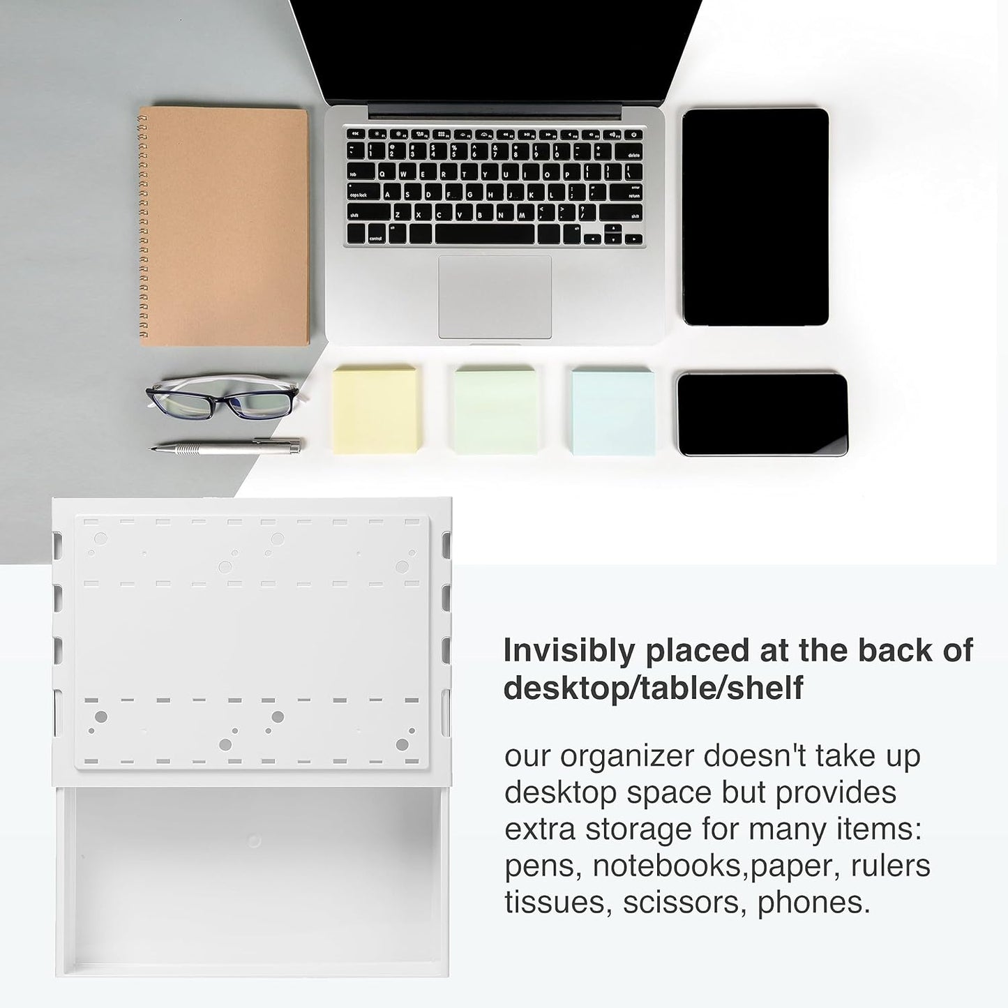 Under Desk Drawer - Super Large Under Table Hidden Drawer Desk Accessories & Workspace Organizers Desktop Storage Pencil Slide Out Organizer with Screw Adhesive Tape Shelf Tray at Office
