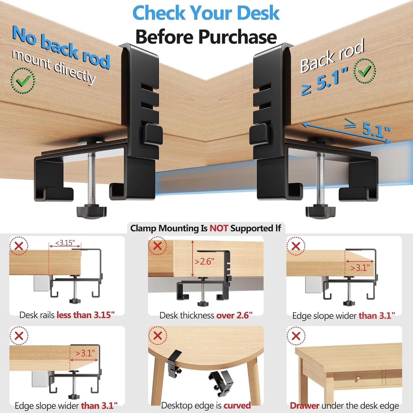 Litwaro Under Desk Cable Management Tray No Drill, 36" Cord Organizer with Clamp for Standing Desk, Premium Fabric Cable Tray with Wire Management for Office Home, Black