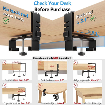 Litwaro Under Desk Cable Management Tray No Drill, 36" Cord Organizer with Clamp for Standing Desk, Premium Fabric Cable Tray with Wire Management for Office Home, Black
