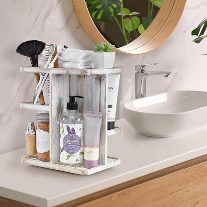 Sorbus 360° Makeup Organizer - Bamboo Wood Make Up Storage Carousel for Cosmetics, Skin Care Rotating Makeup Organizer for Vanity, Bathroom Storage