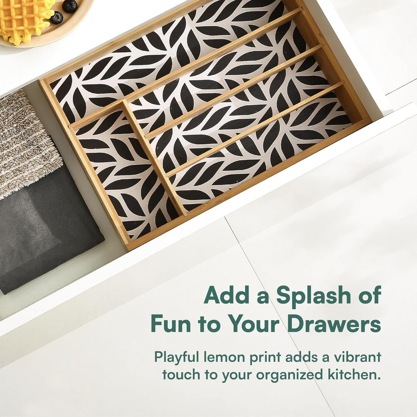 Pristine Bamboo Expandable Drawer Organizers for Kitchen - Extra Deep Non-Slip 17” x 14.6” (expands up to 25 inches) - Dark Wooden Silverware Divider (10 Compartments) – Organize Cooking Utensils
