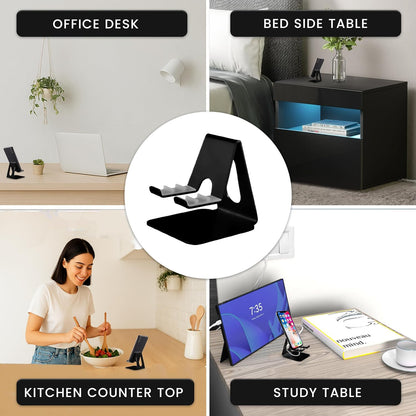 Foldable Phone Stand for Desk | Six Position Adjustable Folding Bracket for Cell Phone | Black Cellphone Holder for Desk & Smartphone Stand | Cellphone & Accessories for Men & Women