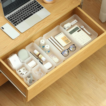 Poeland 5 Pcs Drawer Organizer Tray Storage Box for Bedroom Nightstand Drawer Dresser Bathroom Kitchen Drawer, Frosted