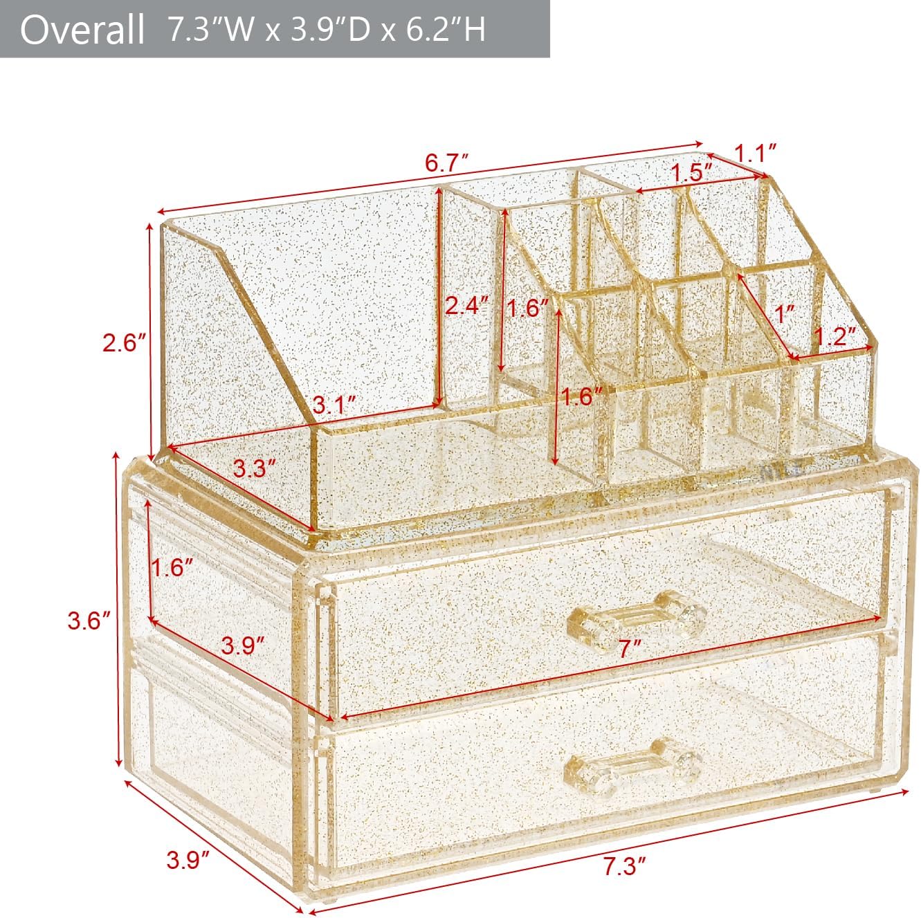 Ikee Design Acrylic Makeup Organizer with 4 Drawers and Removable Top Lipstick Holders, Ideal for Make-up or Accessories,Enhance Your Vanity or Bathroom with Clear Design for Quick Visibility