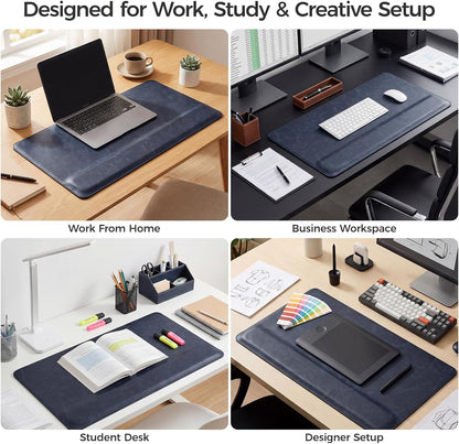 Magnetic Desk Mat System with Wrist Support 80×40cm, Premium Leather Desk Pad with Magnetic Accessories, Waterproof Non-Slip Desk Organizer for Office & Gaming