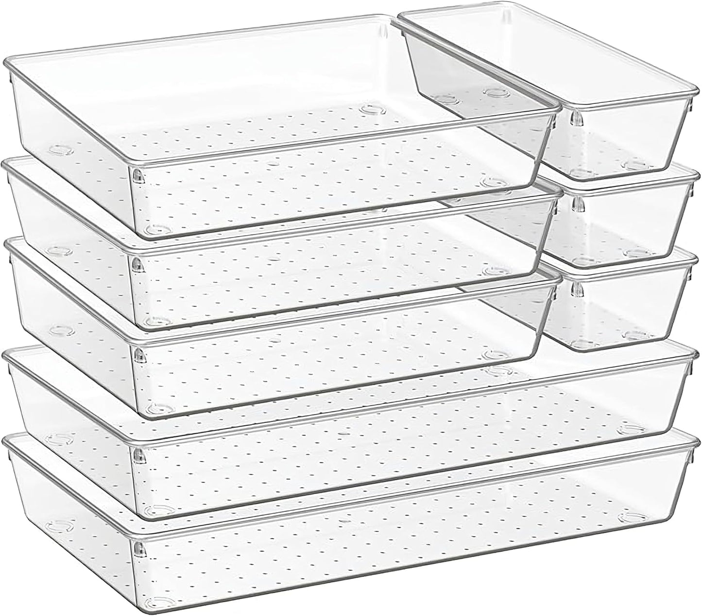 15-Pack Clear Drawer Organizer Set – Multi-Size Acrylic Storage Bins for Kitchen, Makeup, Office & Bathroom – Stackable Plastic Trays for Home, Desk & Vanity Organization