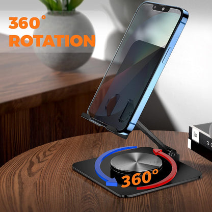 360 Rotatable Foldable Phone Stand for Desk,Fully Adjustable Desktop Phone Holder Cradle Dock Compatible with iPhone 17 16 15 14 13 12 11 Pro Max,Tablets,All Phones(Pink)