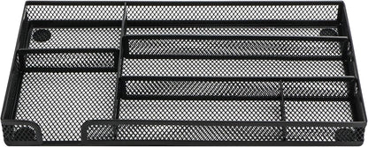 Annova Desk Drawer Organizer Tray for Office Organization - Metal Mesh - Storage Tray with Dividers for Pens, Desktop Accessories, Bathroom, Kitchen, Makeup and Office Supplies (Small, Gold)