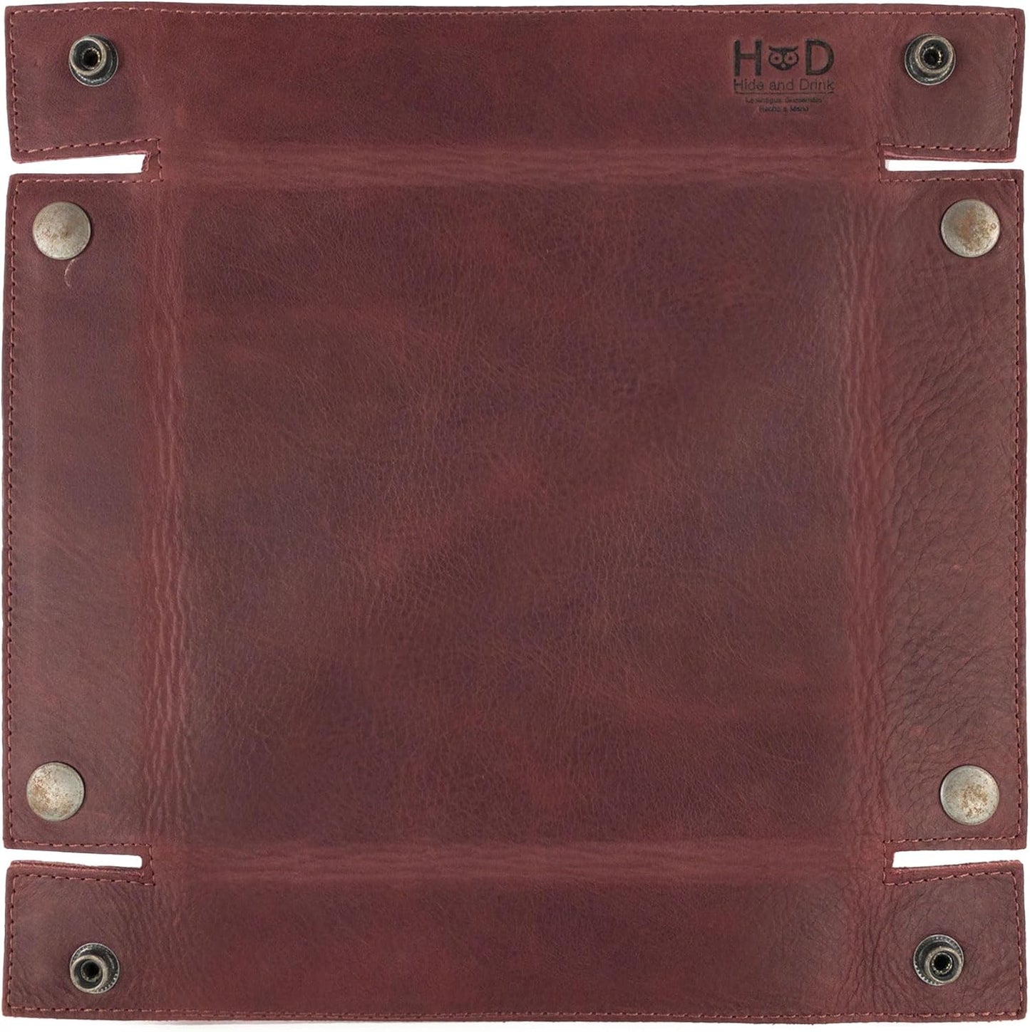 Hide & Drink, Leather Catchall Tray, Easy Access Organizer for Keys, Coins, Change, Jewelry, Watches, Smartphones, Durable, Vintage Style, Handmade :: Bourbon Brown