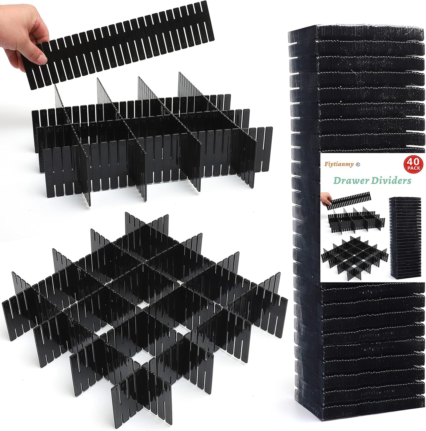 8Pcs Drawer Dividers, Adjustable Drawer Organizer for Socks, Underwear, Makeup, Can Help Tidy Kitchen, Bedroom, Dresser White