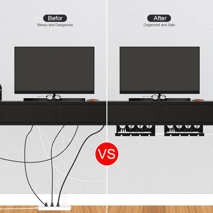 Cable Management Under Desk 2 Pack Under Desk Cable Management Tay Super Sturdy Metal Cable Raceway Tray for Cords/Power Strip (12.6 in)