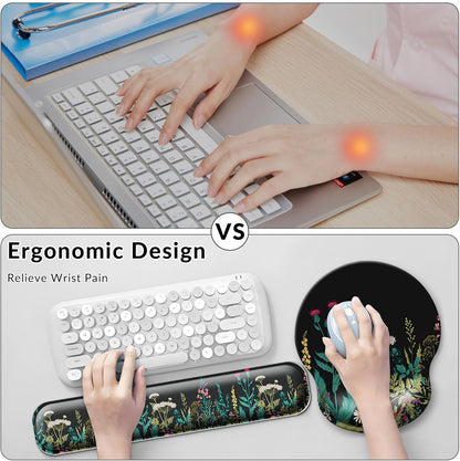 Desk Mat Set + Keyboard and Mouse Pad with Wrist Rest Support,4-in-1 Large Mousepad Computer Mats for Desktop Home & Office-Purple Butterflies