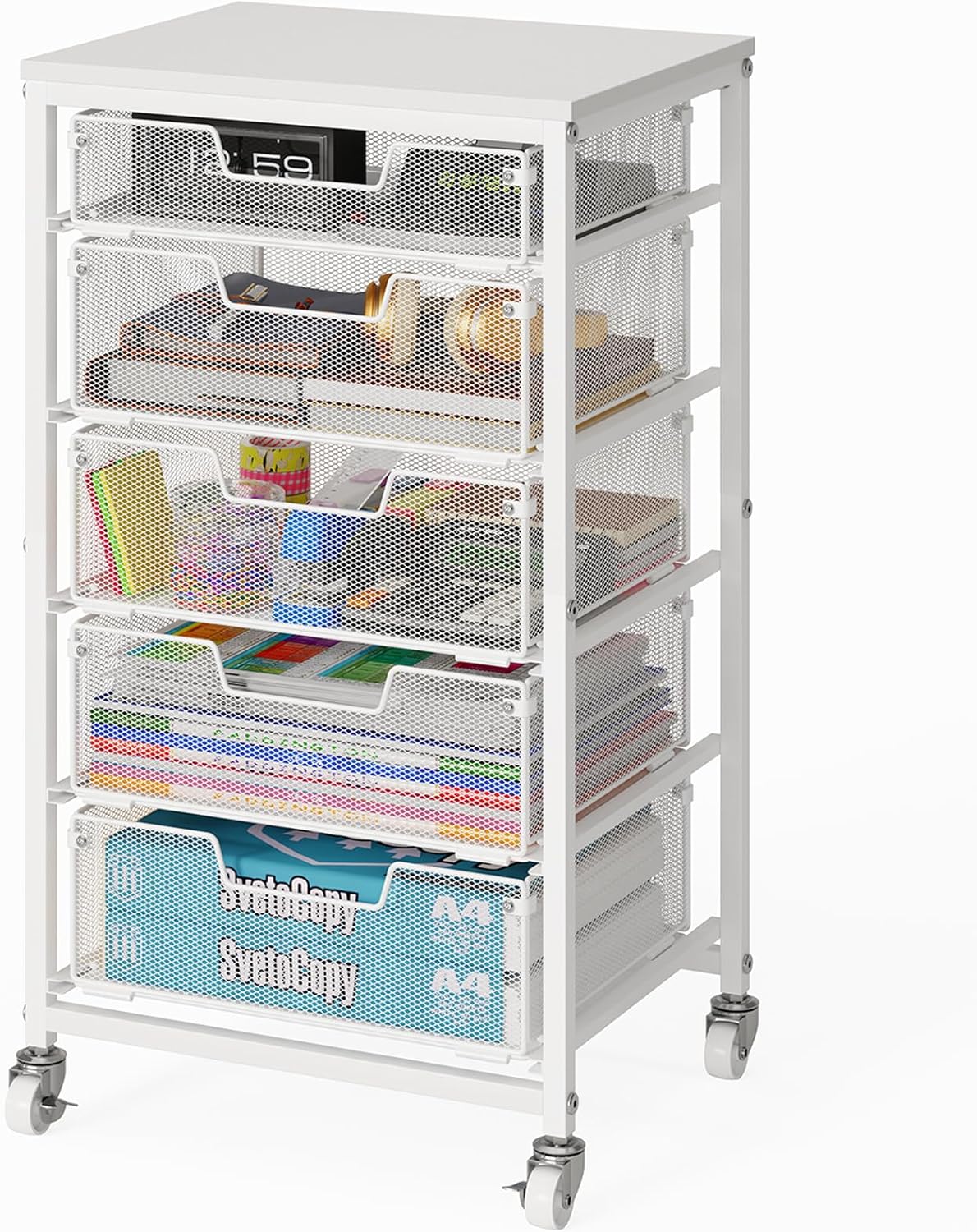 Sbanmao Letter/Legal Rolling File Cart with 2 Storage Drawers, Under Desk Storage, Vertical Filing Cabinet for Home Office, Hanging File Folders Organizer, Mobile Utility Cart Printer Stand, Black