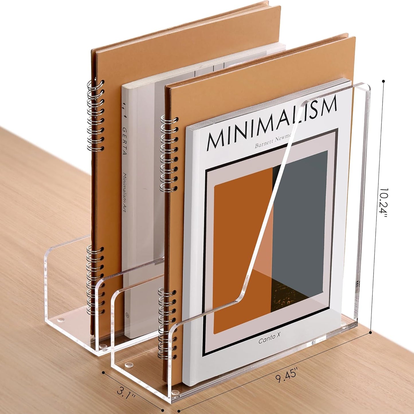 SANRUI Acrylic Magazine Holder Desk Organizer Workspace Sorters，Clear Bookend File Sorter Holder，Folder Rack, Office Accessories Organization Storage with 3 Vertical Compartments