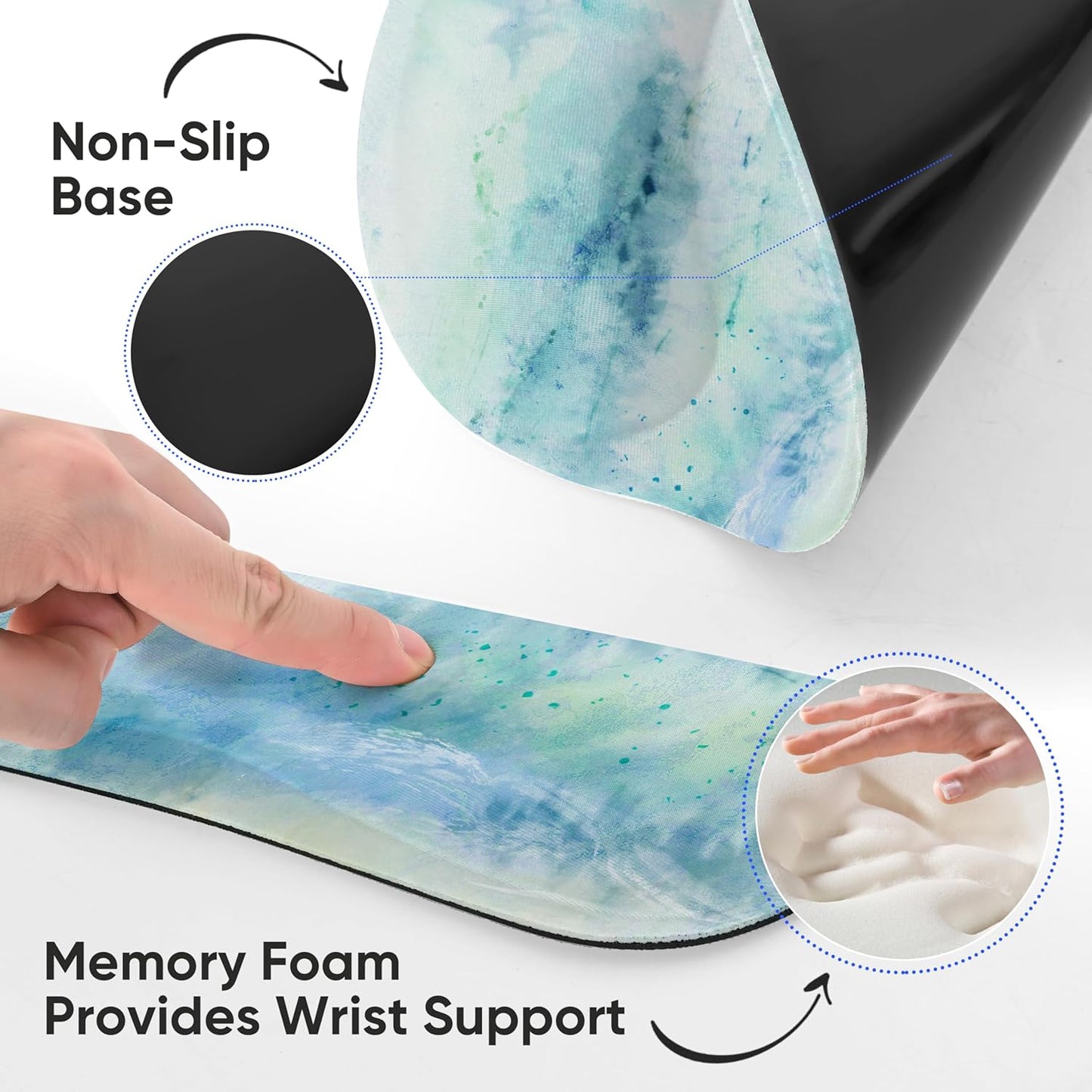 Ergonomic Keyboard Mouse Pad Wrist Rest Support Set for Laptop/Computer/Desktop,Memory Foam Hand Rest Wrist Cushion for Gaming/Office,Lightweight Comfortable & Pain Relief (Flowers)