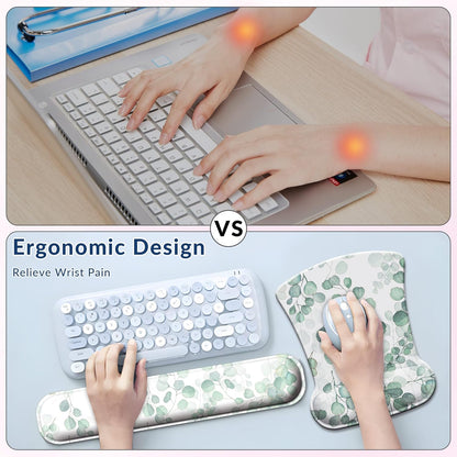 Desk Mat Set + Keyboard and Mouse Pad with Wrist Rest Support,4-in-1 Large Mousepad Computer Mats for Desktop Home & Office-Purple Butterflies