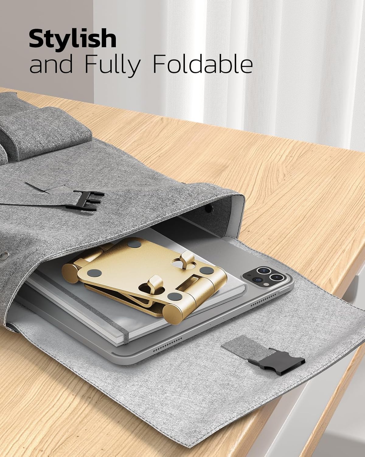 Nulaxy Dual Folding Cell Phone Stand, Fully Adjustable Foldable Desktop Phone Holder Cradle Dock Compatible with iPhone 17 16 15 14 13 12 11 Pro Max Xs Xr X 8, Nintendo Switch, All Phones