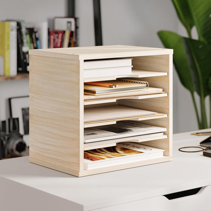 Ballucci File Organizer Paper Sorter, 5 Tier Adjustable Shelves Office Desk Organizer, 13 5/8" x 9 1/4" x 12", Black