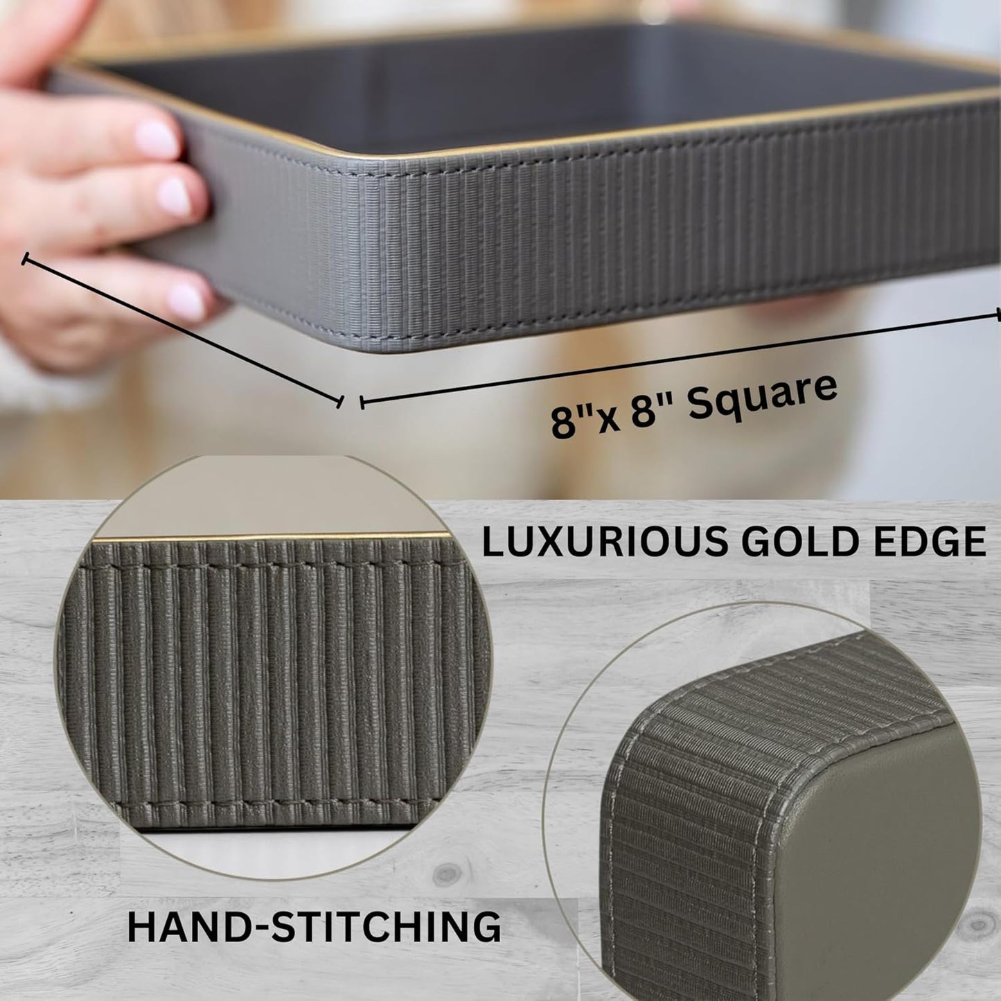 Leather Catchall Valet Tray for Men| Mens Valet Catch All Trays| Bedside Organizer for Nightstand| Cologne Tray for Men| Desk Trays Leather Tray Organizer (Black)