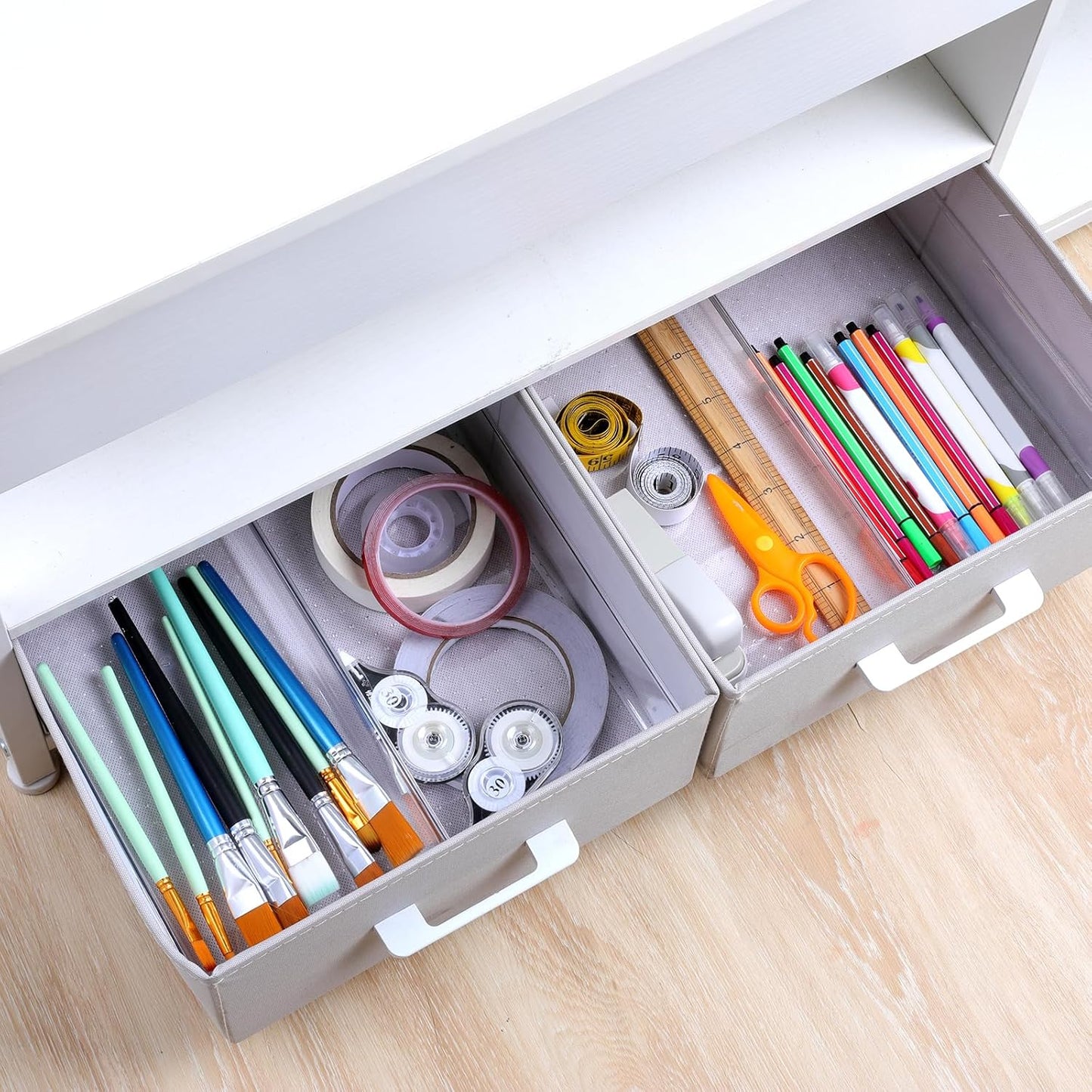 6 Pack Clear Drawer Organizer Trays 15 x 6 x 2 Inch Large Size Clear Plastic Desk Drawer Storage Bins Container Desk Drawers Divider Storage Bins for Utensils Junks Vanities Makeups Jewelry