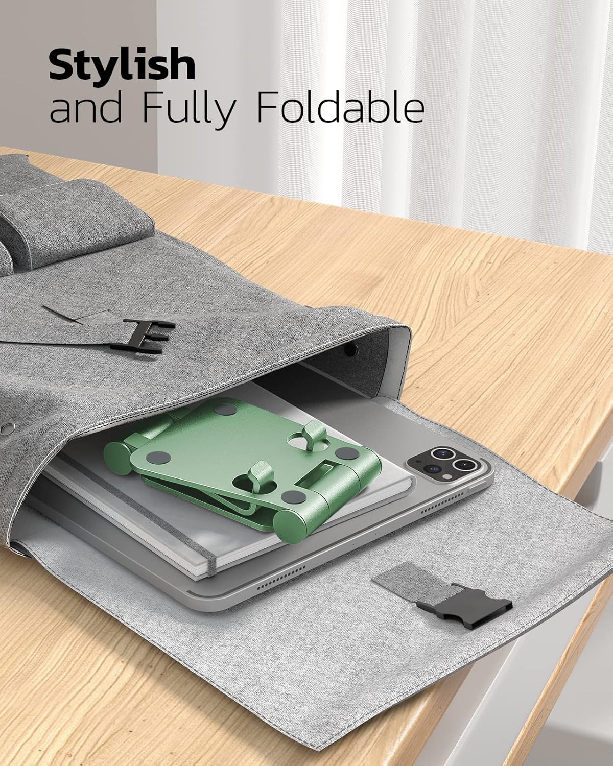 Nulaxy Dual Folding Cell Phone Stand, Fully Adjustable Foldable Desktop Phone Holder Cradle Dock Compatible with iPhone 17 16 15 14 13 12 11 Pro Max Xs Xr X 8, Nintendo Switch, All Phones