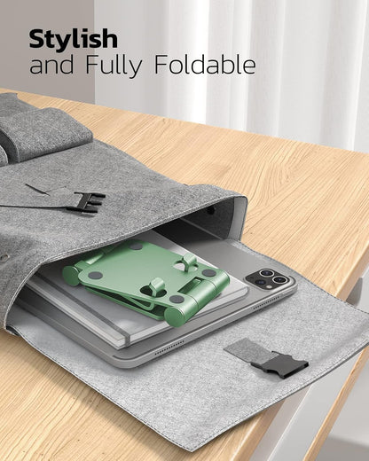 Nulaxy Dual Folding Cell Phone Stand, Fully Adjustable Foldable Desktop Phone Holder Cradle Dock Compatible with iPhone 17 16 15 14 13 12 11 Pro Max Xs Xr X 8, Nintendo Switch, All Phones