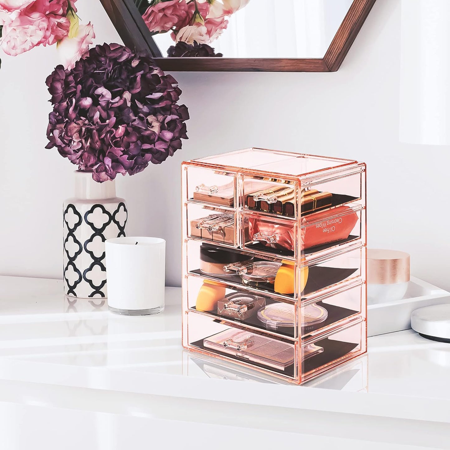 Sorbus Acrylic Makeup Organizer Set, 6-Drawer Vanity & Countertop Cosmetic Storage with Small & Wide Drawers, Clear Makeup Storage for Brushes, Lipsticks, Jewelry – Holiday Gift for Women & Teens