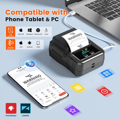 Phomemo M120 Bluetooth Label Maker - Portable Thermal Barcode Printer with App, 2" Wide Labels, Wireless Sticker Printer for Small Business,Home Office,QR Codes,Address Labels - iOS/Android Compatible