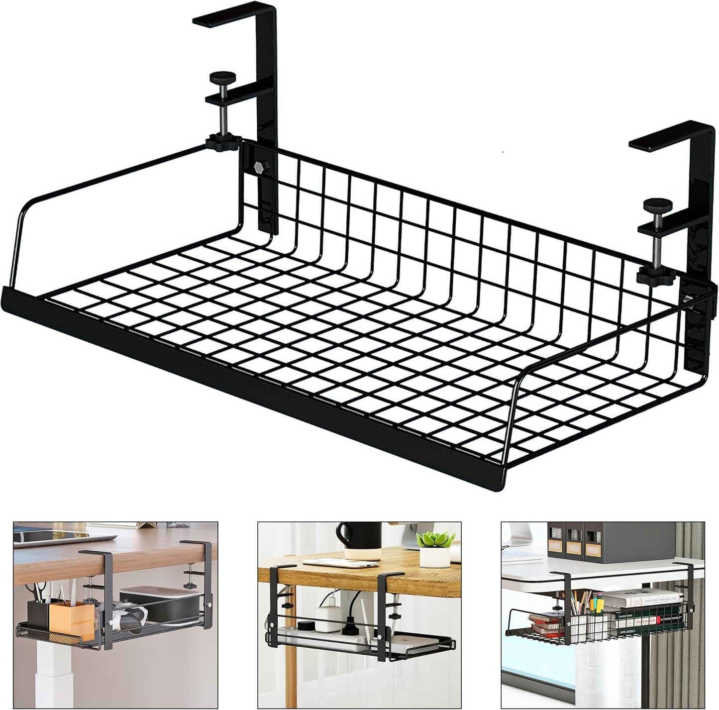 Under Desk Cable Management Tray Cord Wire Shelf Organizer (Large)