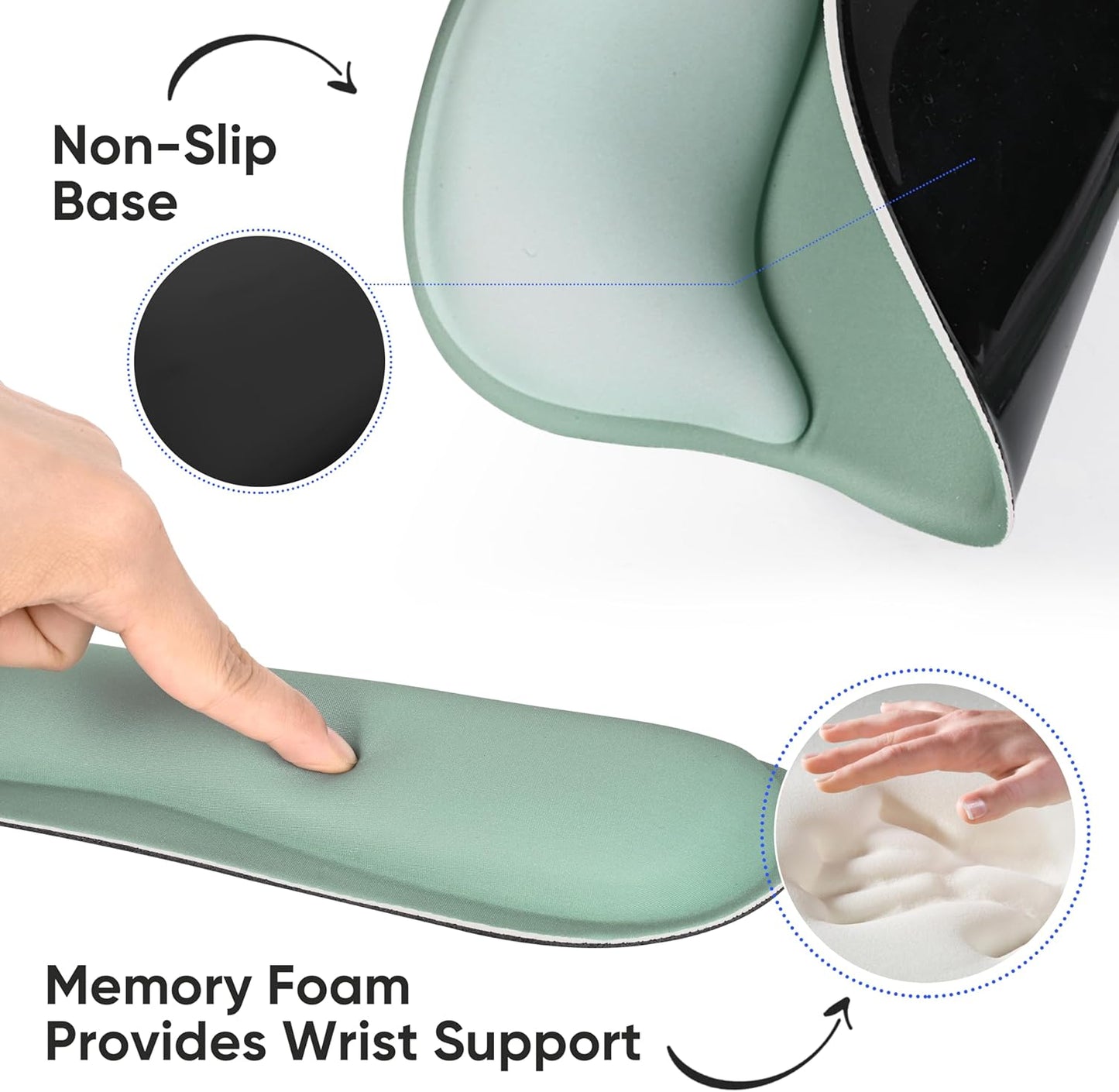 Wrist Rest Support for Mouse Pad Keyboard Set Circle Coaster Gaming Mouse Pad Ergonomic Gel Memory Foam Set for Computer, Laptop, Office, Pain Relief, Comfortably Typing Flowers KM-39
