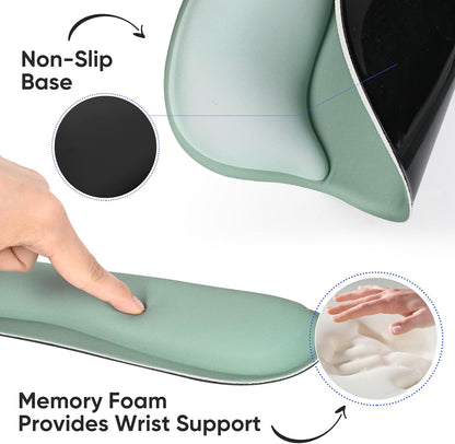 Wrist Rest Support for Mouse Pad Keyboard Set Circle Coaster Gaming Mouse Pad Ergonomic Gel Memory Foam Set for Computer, Laptop, Office, Pain Relief, Comfortably Typing Flowers KM-39